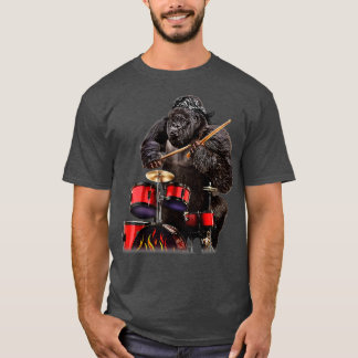 Drummer Gorilla Playing Drum Rock n Roll  T-Shirt