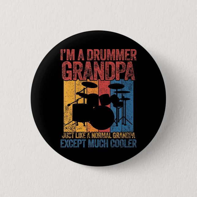 Drummer Grandpa Drumming Grandfather Father's Day 6 Cm Round Badge (Front)