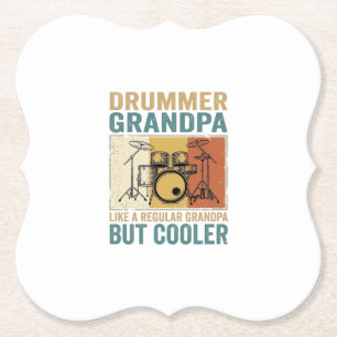Drummer Grandpa Like a Regular Grandpa But Cooler Paper Coaster