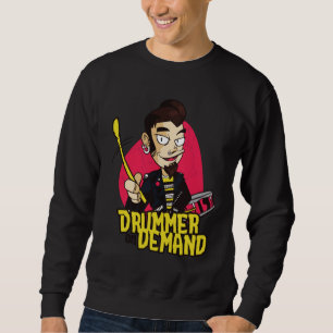 Drummer Guy with Drumsticks Design Sweatshirt