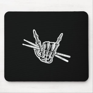 Drummer Halloween Skeleton Hand Rock and Roll Drum Mouse Pad