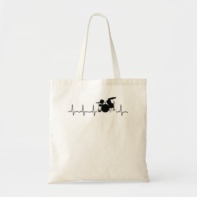 Drummer Heartbeat Funny I Love Drums Tote Bag (Front)