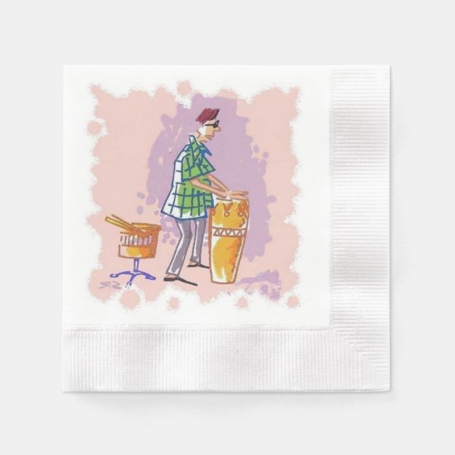 Drummer I coined paper cocktail napkins (Front)