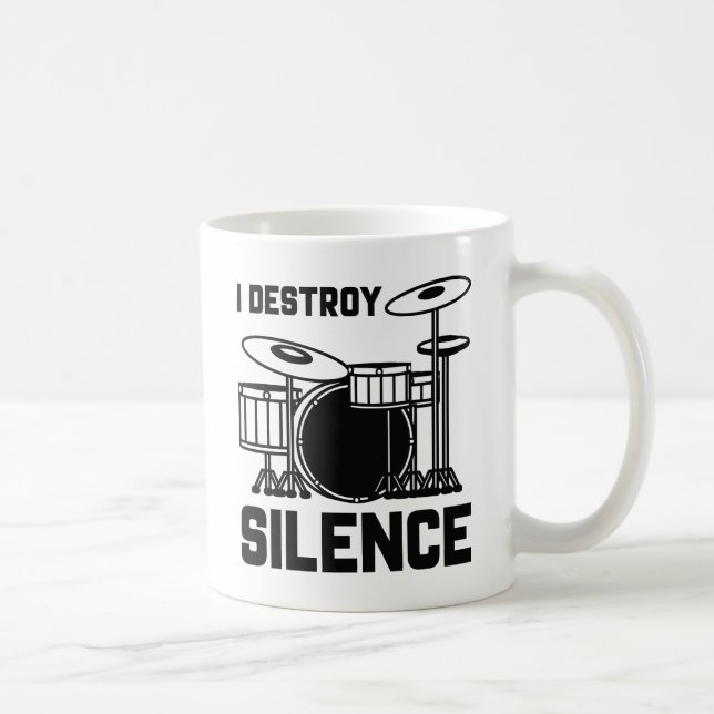 Drummer I Destroy Silence Coffee Mug (Right)