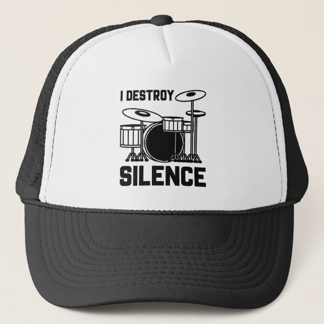 Drummer I Destroy Silence Trucker Hat (Front)