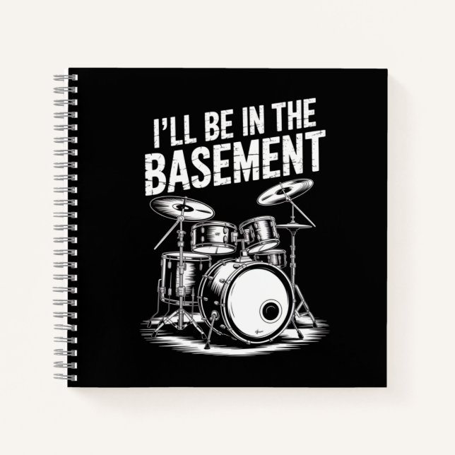 Drummer In The Basement Spiral Notebook (Front)