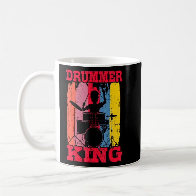 Drummer King Drums Kit Trap Set Snare Bass Hi-Hat  Coffee Mug (Left)