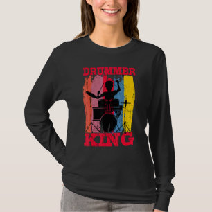 Drummer King Drums Kit Trap Set Snare Bass Hi-Hat T-Shirt