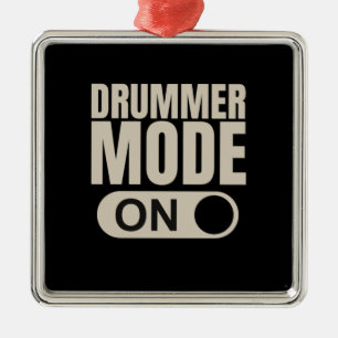 Drummer Mode On Metal Ornament