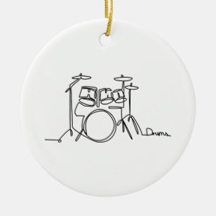 Drummer Music Design One-Line Drums  Ceramic Ornament