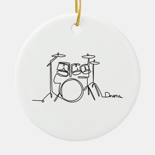 Drummer Music Design One-Line Drums  Ceramic Ornament (Front)