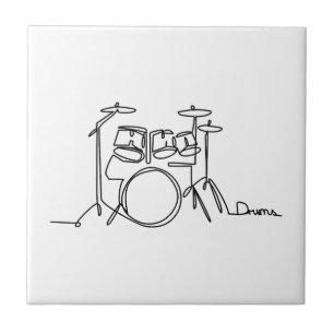 Drummer Music Design One-Line Drums  Ceramic Tile