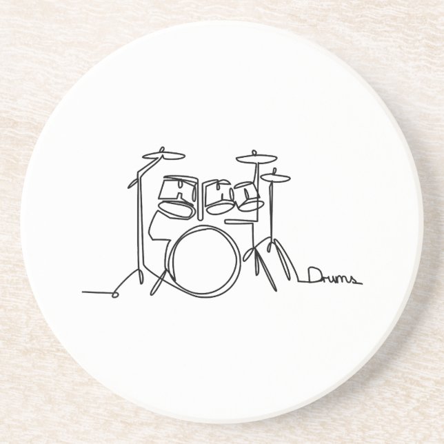 Drummer Music Design One-Line Drums  Coaster (Front)