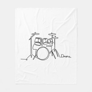 Drummer Music Design One-Line Drums Fleece Blanket