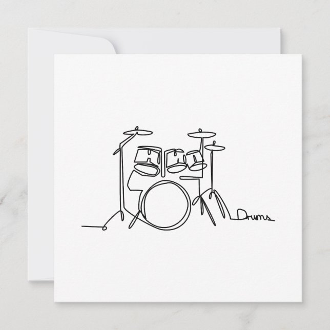 Drummer Music Design One-Line Drums  Invitation (Front)