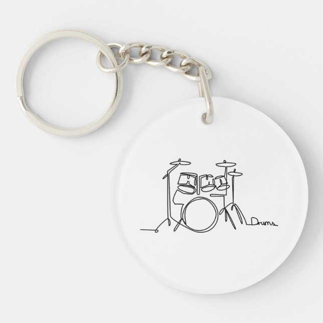 Drummer Music Design One-Line Drums  Key Ring (Front)