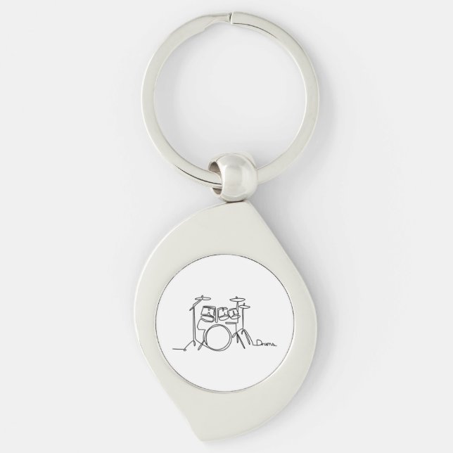 Drummer Music Design One-Line Drums  Key Ring (Front)