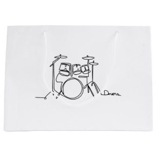 Drummer Music Design One-Line Drums Large Gift Bag