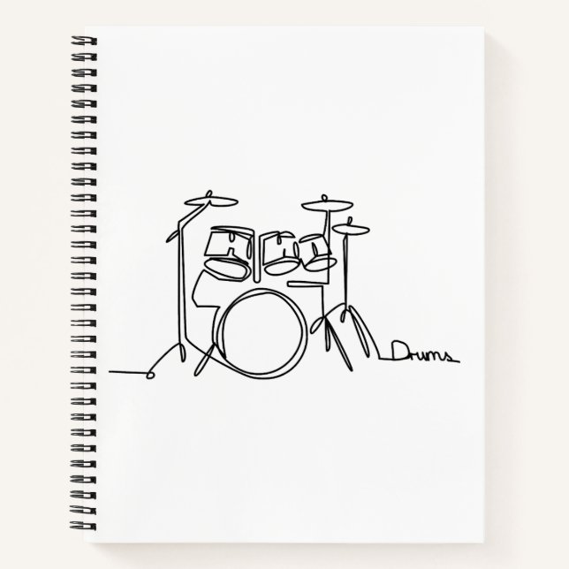 Drummer Music Design One-Line Drums  Notebook (Front)