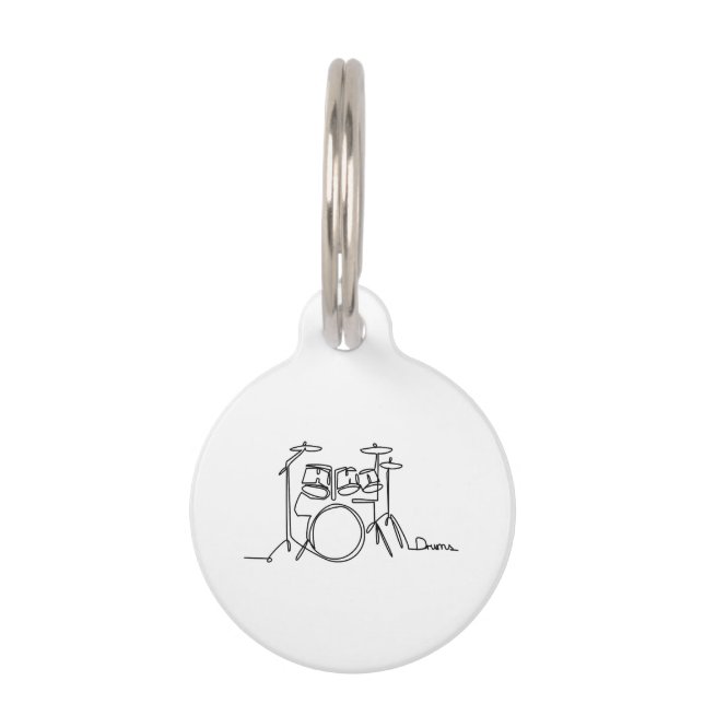 Drummer Music Design One-Line Drums  Pet Tag (Front)