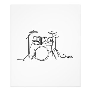 Drummer Music Design One-Line Drums  Photo Print