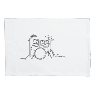 Drummer Music Design One-Line Drums  Pillowcase
