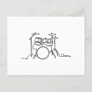 Drummer Music Design One-Line Drums Postcard