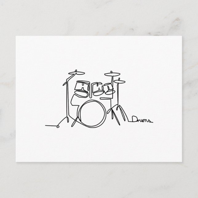Drummer Music Design One-Line Drums  Postcard (Front)