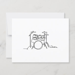 Drummer Music Design One-Line Drums RSVP Card