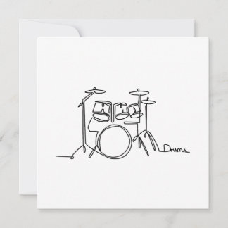 Drummer Music Design One-Line Drums Thank You Card