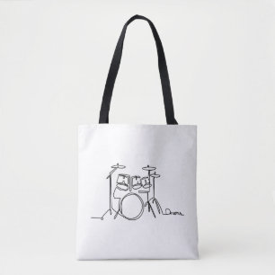 Drummer Music Design One-Line Drums  Tote Bag