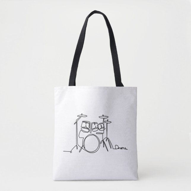 Drummer Music Design One-Line Drums  Tote Bag (Front)