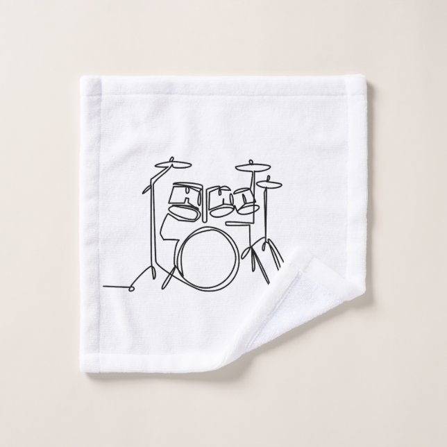 Drummer Music Design One-Line Drums  Wash Cloth (Wash Cloth)