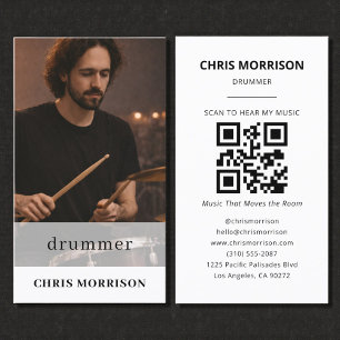 Drummer Musician QR Code Photo Business Card