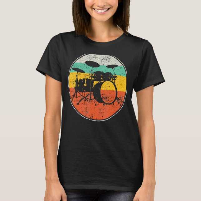 Drummer Paradiddle Retro Drumming Drum Set 1 T-Shirt (Front)
