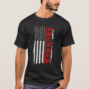 Drummer Patriotic American Flag Vintage Drums Drum T-Shirt