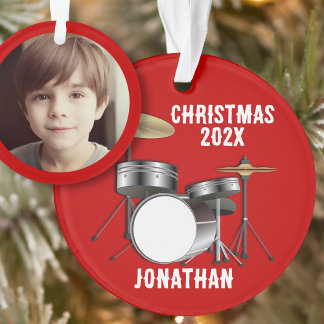 Drummer Photo Dated Christmas Ornament