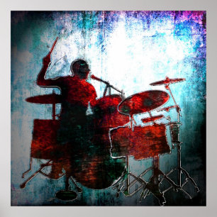 Drummer Pop of colour, Copyright Karen J Williams Poster