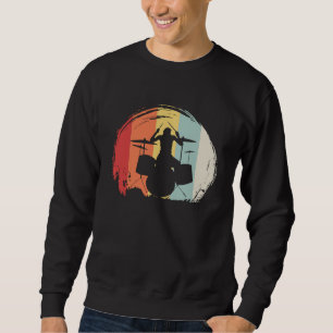 Drummer Retro 60s 70s Style Drum Set Sweatshirt