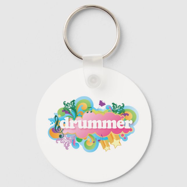 Drummer Retro Burst Key Ring (Front)