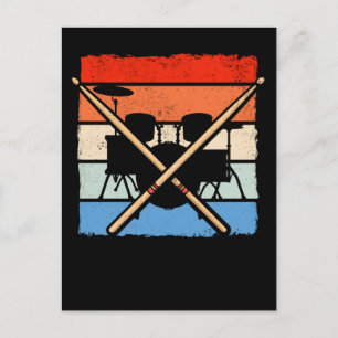 Drummer Retro Drum Sticks Music Lover Postcard