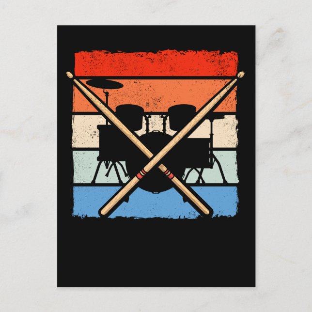 Drummer Retro Drum Sticks Music Lover Postcard (Front)