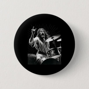 Drummer Rock Jesus Drumming 6 Cm Round Badge