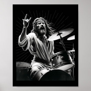 Drummer Rock Jesus Drumming  Poster