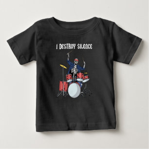 Drummer Rock Music Band Drums I Destroy Silence Baby T-Shirt