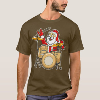 Drummer Santa Christmas Santa Playing Drums  T-Shirt