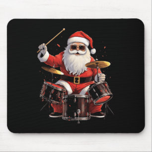 Drummer Santa Playing Drums Funny Christmas Drumme Mouse Pad