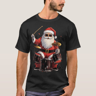 Drummer Santa Playing Drums Funny Christmas Drumme T-Shirt