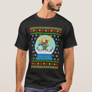 Drummer Santa Snow Globe Ugly Christmas Drums Perc T-Shirt