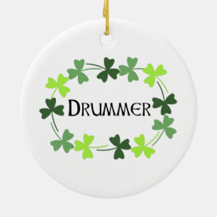 Drummer Shamrock Oval Ceramic Ornament